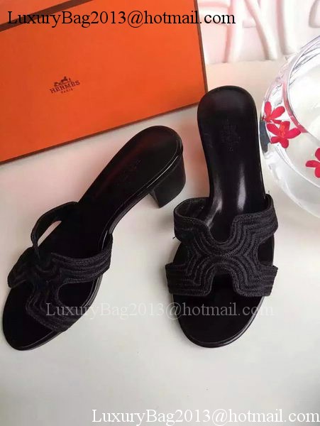 Hermes Slippers Leather HO703 Black