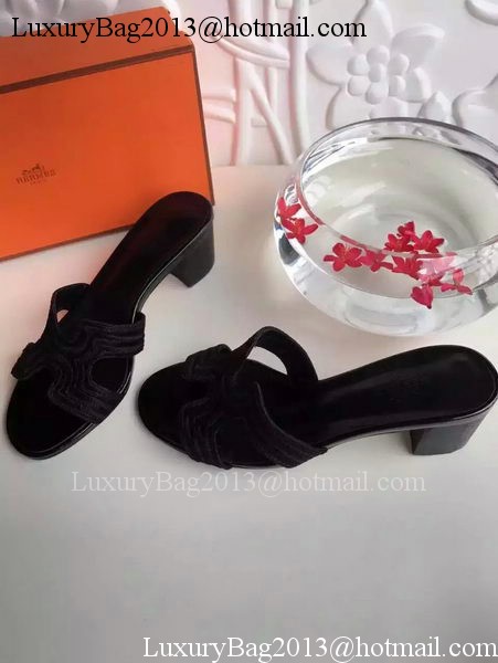 Hermes Slippers Leather HO703 Black