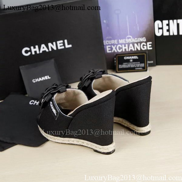 Chanel 90mm Leather Wedge CH1772 Black