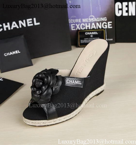 Chanel 90mm Leather Wedge CH1772 Black