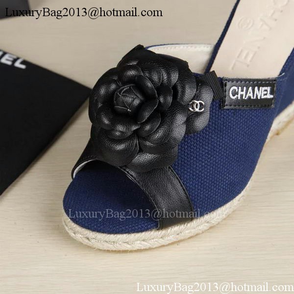 Chanel 90mm Leather Wedge CH1772 Blue