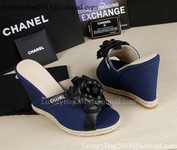 Chanel 90mm Leather Wedge CH1772 Blue