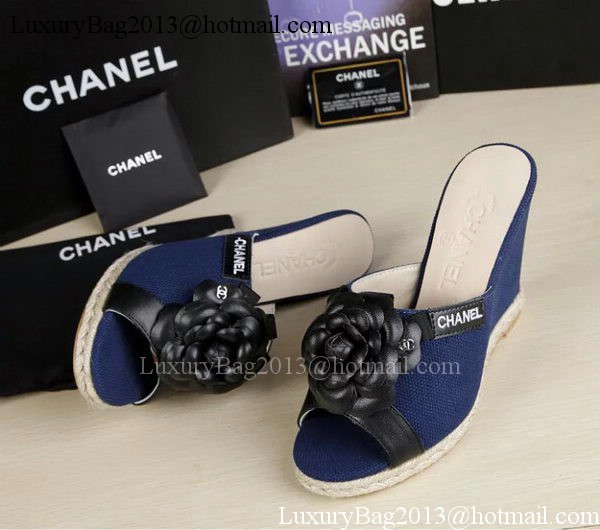 Chanel 90mm Leather Wedge CH1772 Blue