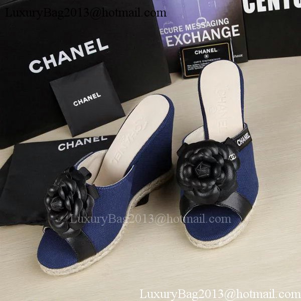 Chanel 90mm Leather Wedge CH1772 Blue