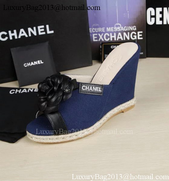 Chanel 90mm Leather Wedge CH1772 Blue