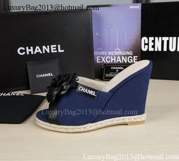 Chanel 90mm Leather Wedge CH1772 Blue