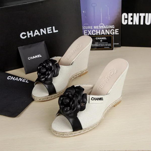 Chanel 90mm Leather Wedge CH1772 OffWhite