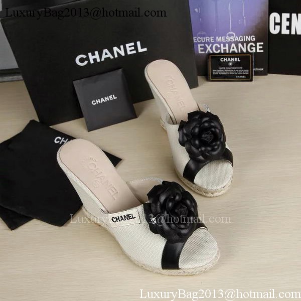 Chanel 90mm Leather Wedge CH1772 OffWhite