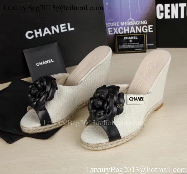 Chanel 90mm Leather Wedge CH1772 OffWhite