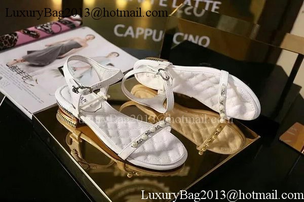 Chanel Leather Sandal CH1754 White