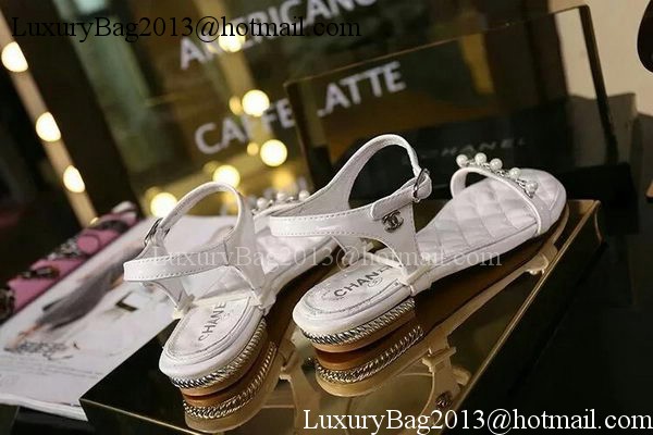 Chanel Leather Sandal CH1754 White