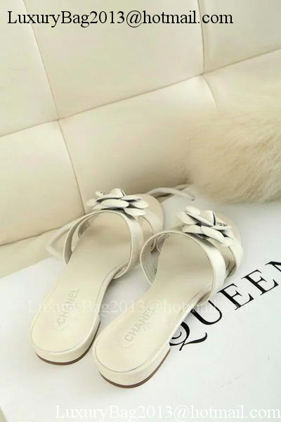 Chanel Slipper Leatehr CH1727 OffWhite