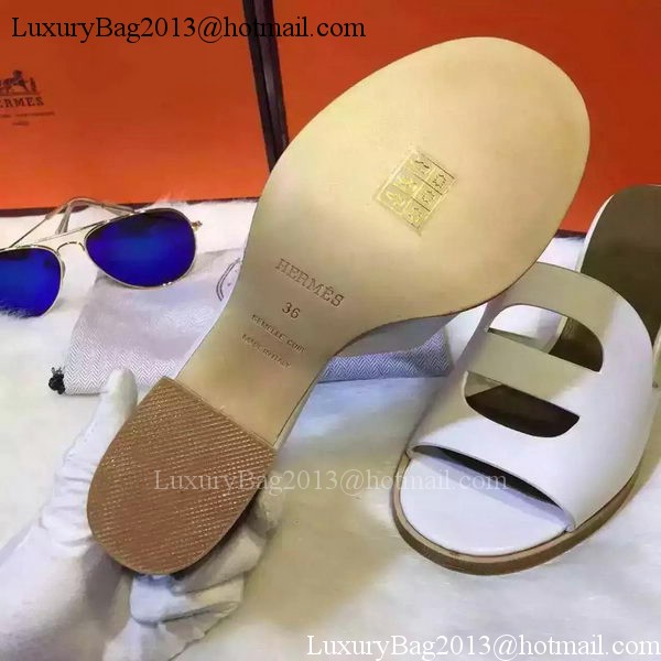 Hermes Slippers Leather HO710 White