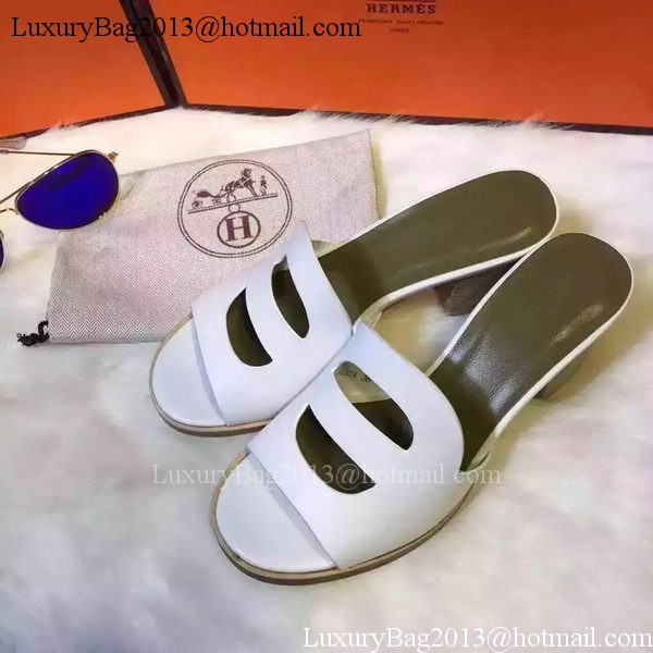 Hermes Slippers Leather HO710 White