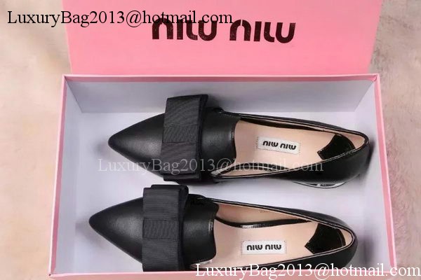 miu miu Leather Flat MM442 Black