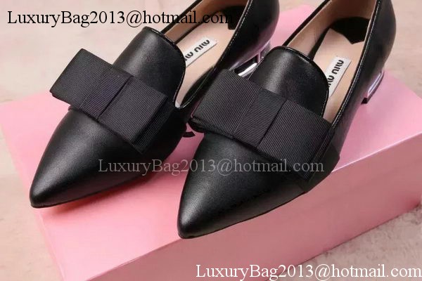 miu miu Leather Flat MM442 Black