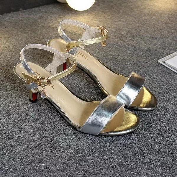 Chanel Leather 60mm Sandal CH1801 Silver