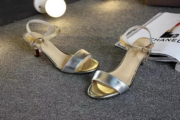 Chanel Leather 60mm Sandal CH1801 Silver