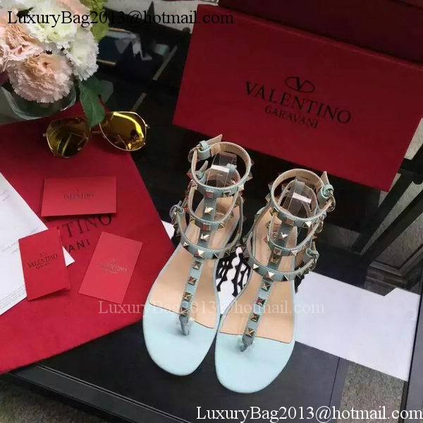 Valentino Leather Sandal VT843 Light Blue