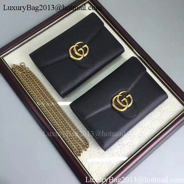 Gucci GG Marmont Leather mini Chain Bag 401232 Black