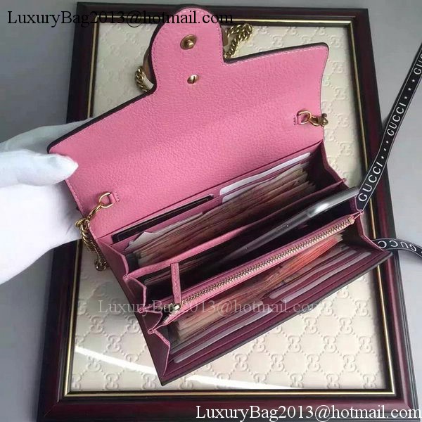 Gucci GG Marmont Leather mini Chain Bag 401232 Pink