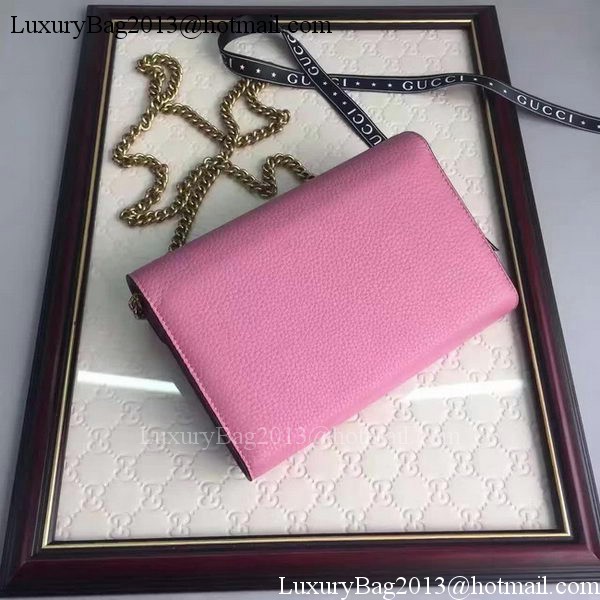 Gucci GG Marmont Leather mini Chain Bag 401232 Pink