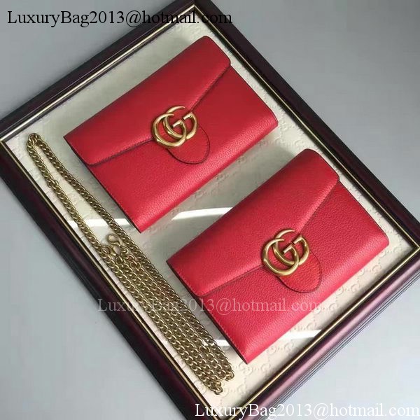 Gucci GG Marmont Leather mini Chain Bag 401232 Red