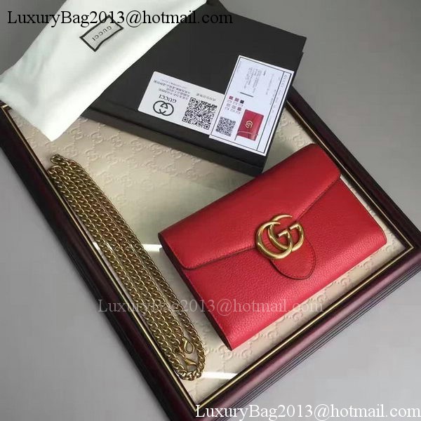 Gucci GG Marmont Leather mini Chain Bag 401232 Red