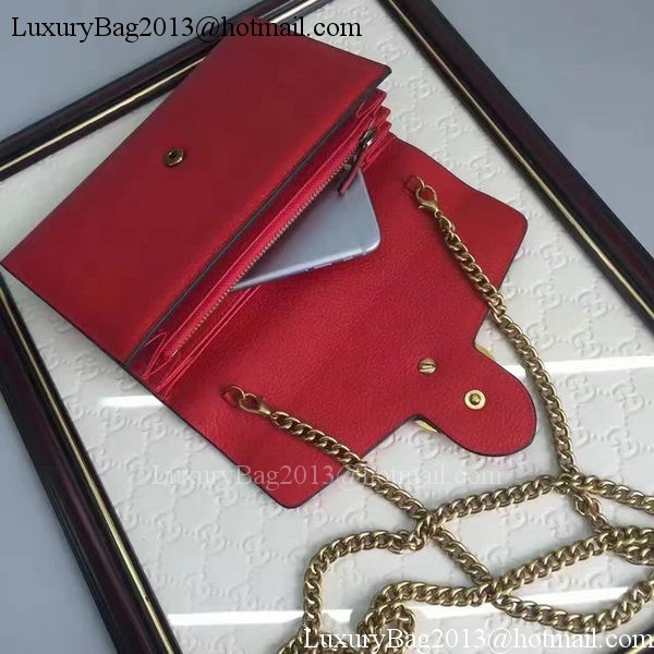 Gucci GG Marmont Leather mini Chain Bag 401232 Red