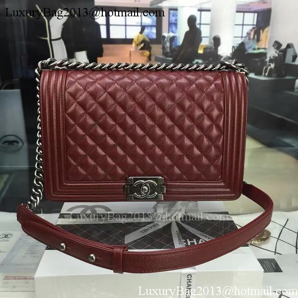 Boy Chanel Flap Bags Original Wine Cannage Pattern A67088 Silver