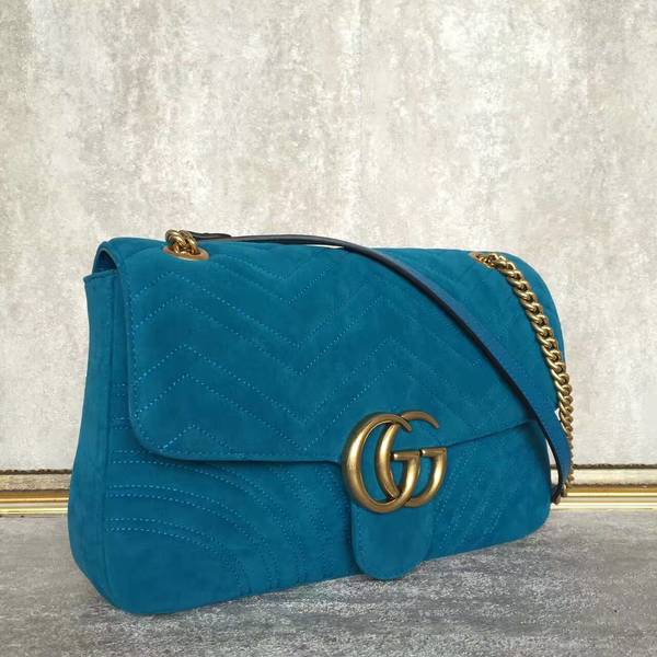 Gucci GG Suede Leather Shoulder Bag 443496 Blue