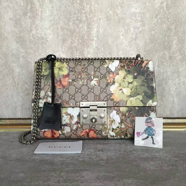 Gucci Padlock Blooms GG Shoulder Bag 409486 Green