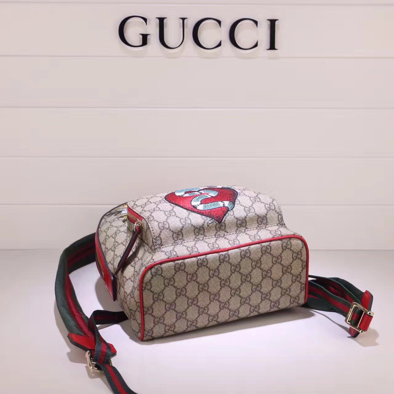 Gucci GG Canvas Backpack 427042 Red