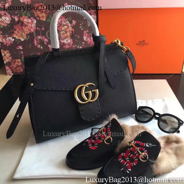 Gucci GG Marmont Leather Top Handle Bag 421890 Black