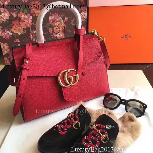 Gucci GG Marmont Leather Top Handle Bag 421890 Red