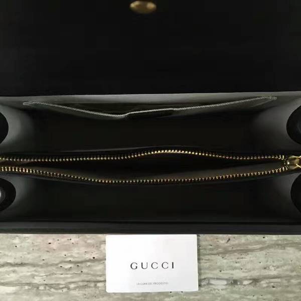 Gucci Now Bamboo Smooth Leather Top Handle Bag 448075 Black&Grey&Red