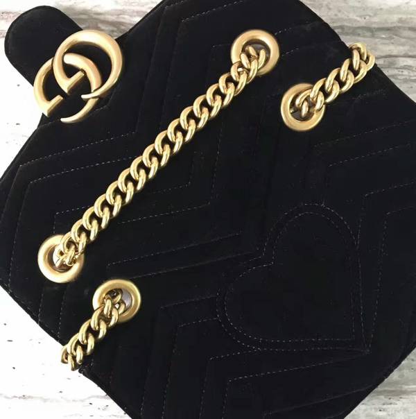 Gucci GG Marmont Suede Leather Mini Shoulder Bag 446744 Black