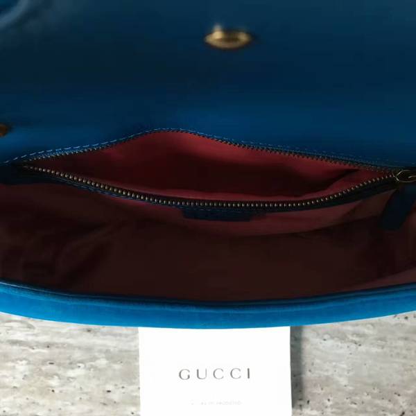 Gucci GG Marmont Suede Leather Medium Shoulder Bag 443497 Blue