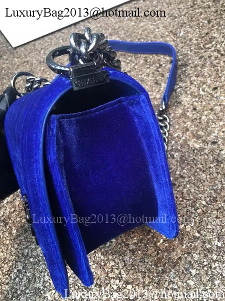 Boy Chanel Flap Shoulder Bag Original Velvet Leather A67085 Blue