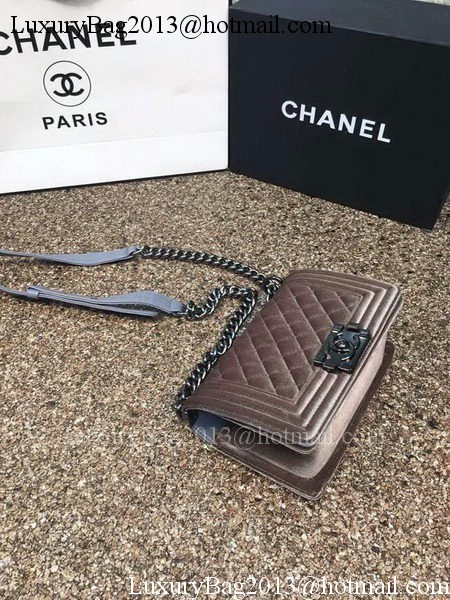 Boy Chanel Flap Shoulder Bag Original Velvet Leather A67085 Grey