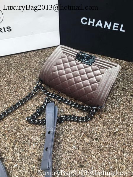 Boy Chanel Flap Shoulder Bag Original Velvet Leather A67085 Grey