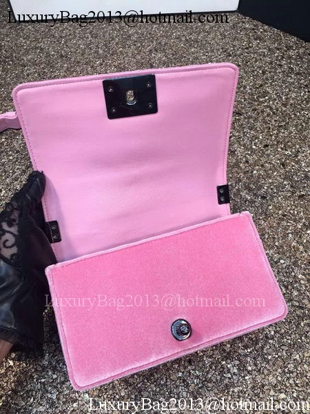 Boy Chanel Flap Shoulder Bag Original Velvet Leather A67085 Pink