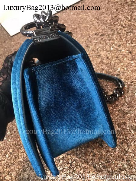 Boy Chanel Flap Shoulder Bag Original Velvet Leather A67085 Royal