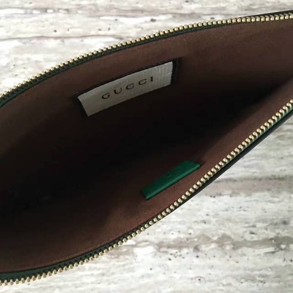 Gucci Smooth Leather Clutches 445597 Green