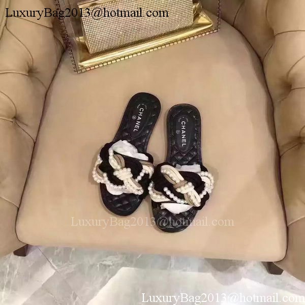 Chanel Slipper Leather CH2073 Black