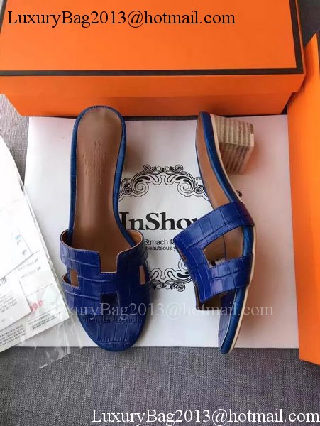 Hermes Leather Slipper HO742 Blue