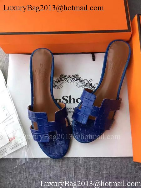 Hermes Leather Slipper HO742 Blue