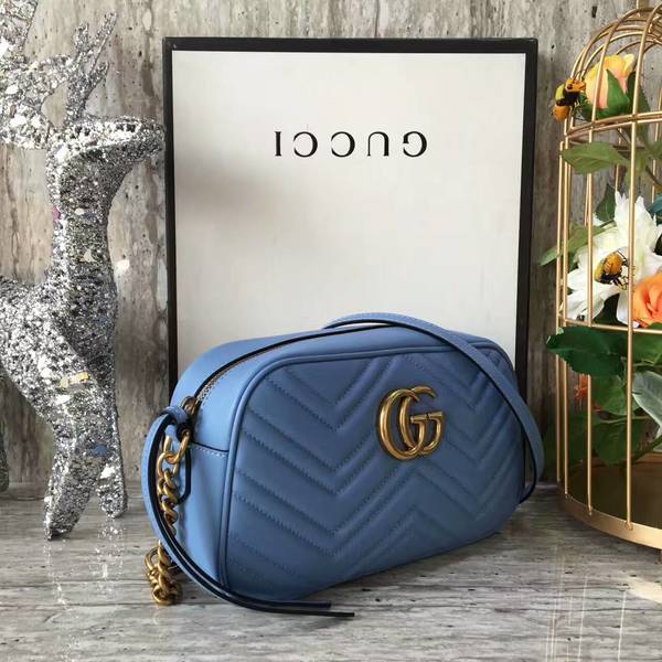 Gucci GG Marmont Matelasse Shoulder Bag 447632A Blue