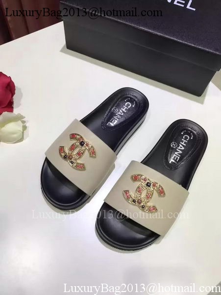 Chanel Slipper Leather CH2079 Apricot