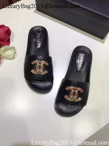 Chanel Slipper Leather CH2079 Black